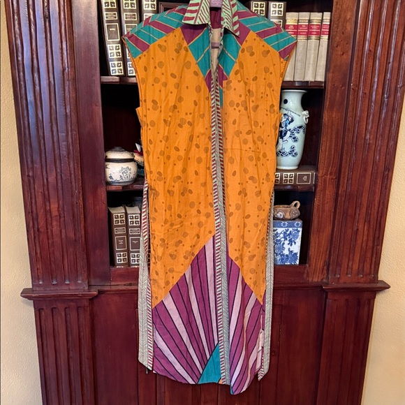 Women’s Orange Patterned Midi Dress - Picture 2 of 7
